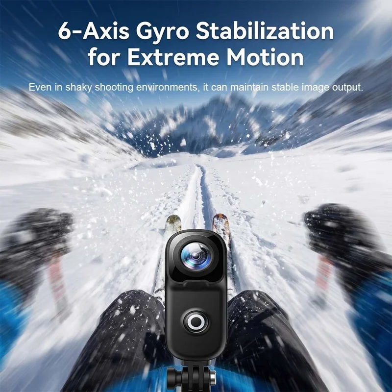 mz02 4K Mini Action Camera 156 Degree Wide Angle WiFi 6-Axis Gyro Stabilization IP65 Waterproof Sports Camera with Type-C Cable (No Memory Card) - Black