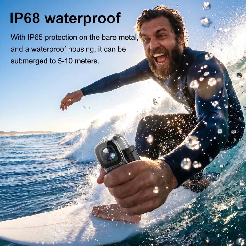 mz02 4K Mini Action Camera 156 Degree Wide Angle WiFi 6-Axis Gyro Stabilization IP65 Waterproof Sports Camera with Type-C Cable (No Memory Card) - Black