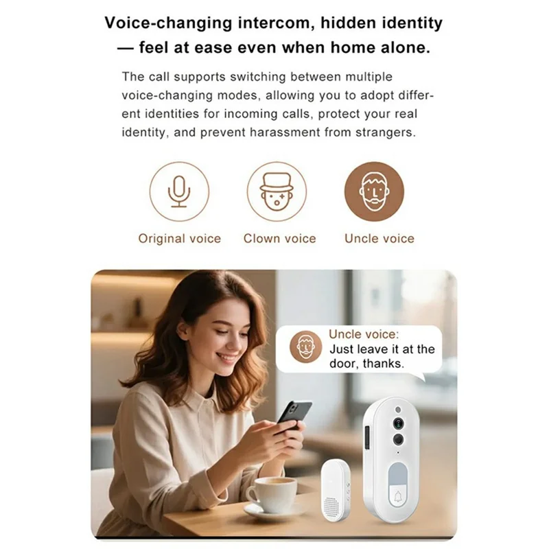 DB400A01 Smart Video Doorbell 720P 160 Grader Videovinkel PIR Bevægelsesdetektering Natte-syn 2-vejs Lyd Tuya WiFi Door Bell