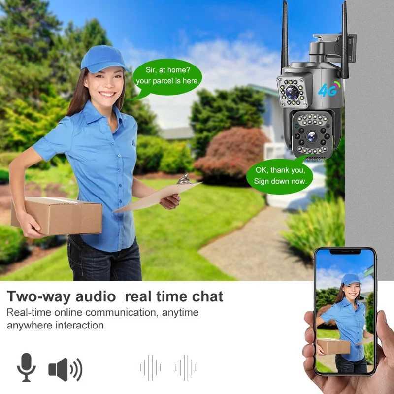 WiFi APP Dual-Lens Security Camera 2MP+2MP Outdoor Waterproof Full Color Night Vision IP66 Weatherproof Safety Camera - EU Plug
