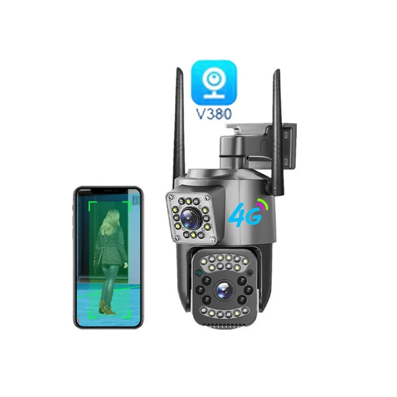 WiFi APP Dual-Lens Security Camera 2MP+2MP Outdoor Waterproof Full Color Night Vision IP66 Weatherproof Safety Camera - EU Plug