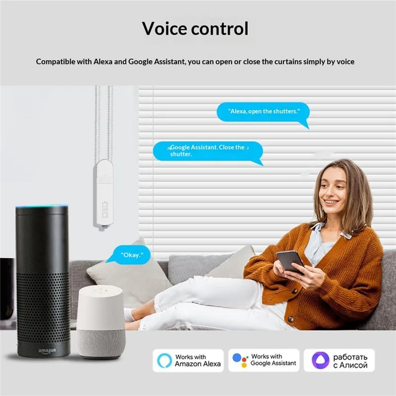 MB60L-ZG-ZT-TY Tuya WiFi Smart Curtain Motor Electric Roller Blinds Motor Voice Control Electric Curtain Controller - EU Plug