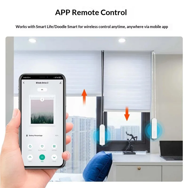 MB60L-ZG-ZT-TY Tuya WiFi Smart Curtain Motor Electric Roller Blinds Motor Voice Control Electric Curtain Controller - EU Plug
