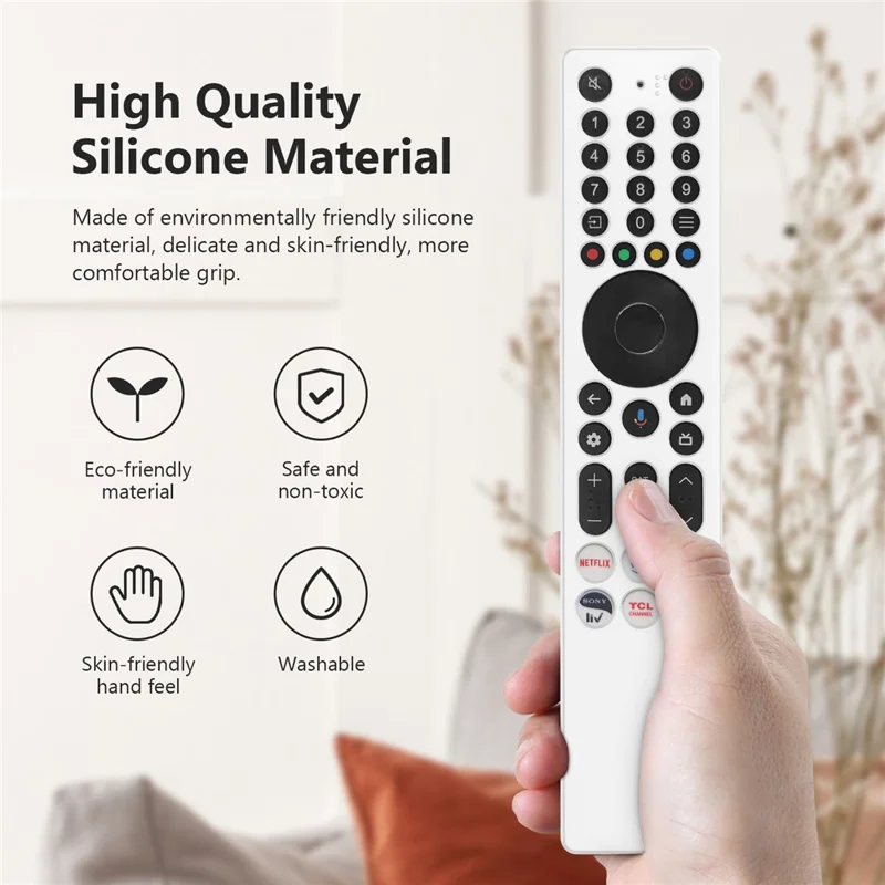 Siliconen hoesje voor TCL RC833A afstandsbediening, Diamantstructuur, Stootvrij, Antislip, Beschermhoes met Sleutelkoord - Wit