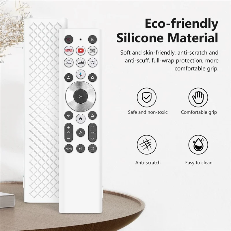 Siliconebeskyttelse til Hisense ERF6A80 / ERF6G80H / ERF6F80H fjernbetjening, beskyttelsesdæksel mod fald med fuld dækning og med snor - Hvid