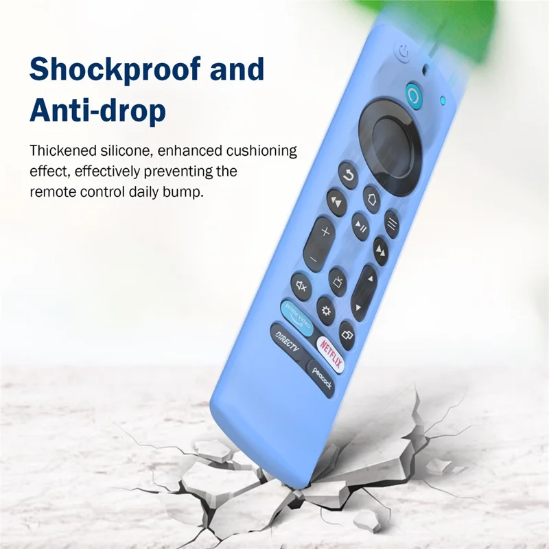 Silicone Case for Amazon Fire TV Alexa Voice (2023) Remote Control Shockproof Full Cover Anti-slip Protective Cover with Lanyard - Luminous Blue