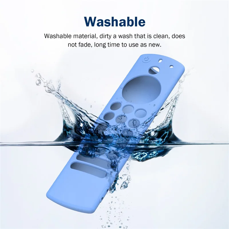 Silicone Case for Amazon Fire TV Alexa Voice (2023) Remote Control Shockproof Full Cover Anti-slip Protective Cover with Lanyard - Luminous Blue
