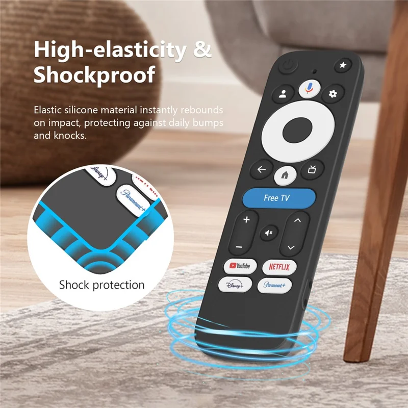 Silikonhülle für Walmart onn.Google TV Box 4K Pro (2025) Fernbedienung, Diamantstruktur, rutschfeste Schutzhülle mit Lanyard - Schwarz