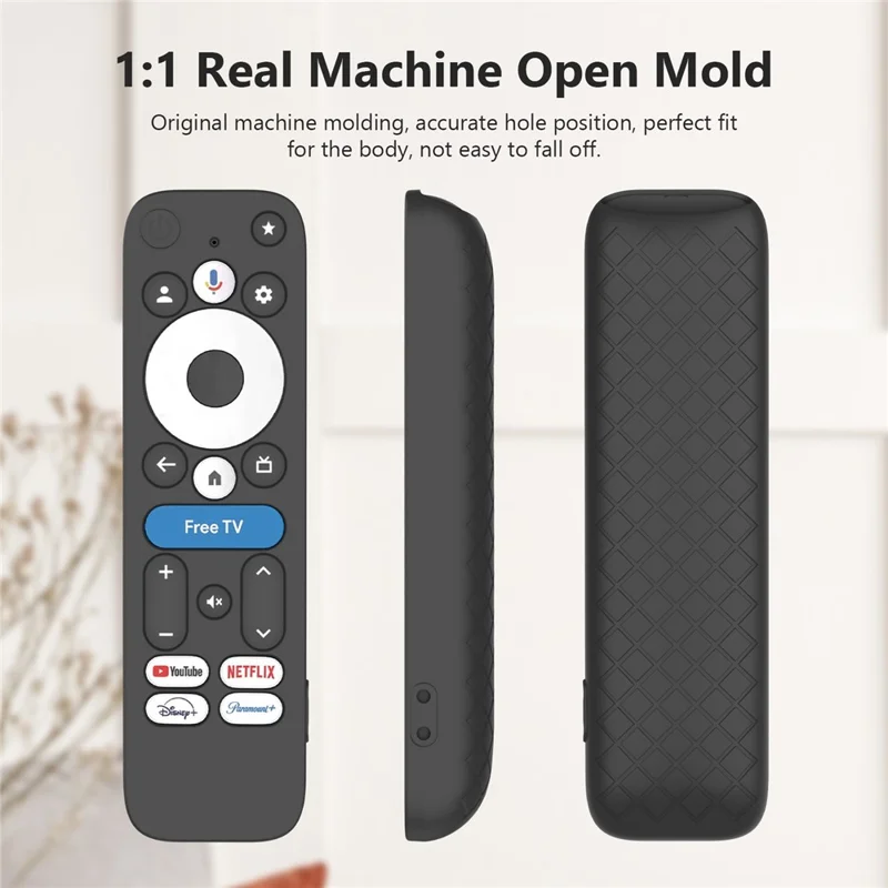 Silikonhülle für Walmart onn.Google TV Box 4K Pro (2025) Fernbedienung, Diamantstruktur, rutschfeste Schutzhülle mit Lanyard - Schwarz