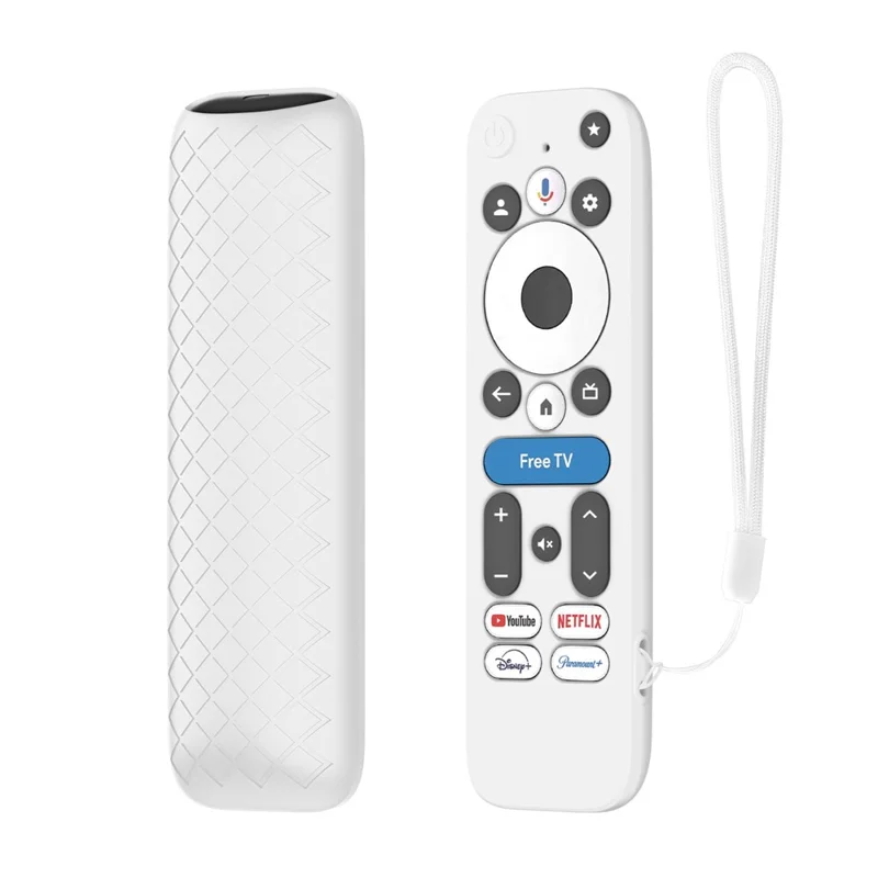Силиконовый чехол для пульта дистанционного управления Walmart onn. Google TV Box 4K Pro (2025) с ромбовидной текстурой, противоскользящий защитный чехол с ремешком — белый