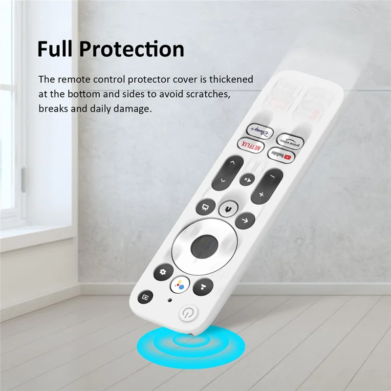 Silicone Protector Cover for Walmart Onn. Android TV 2K FHD Streaming Stick Remote Control Diamond Texture Anti-Slip Protective Case with Lanyard - White