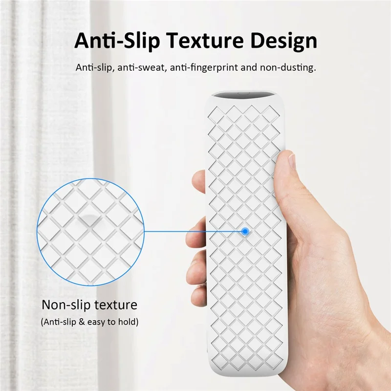 Silicone Protector Cover for Walmart Onn. Android TV 2K FHD Streaming Stick Remote Control Diamond Texture Anti-Slip Protective Case with Lanyard - White