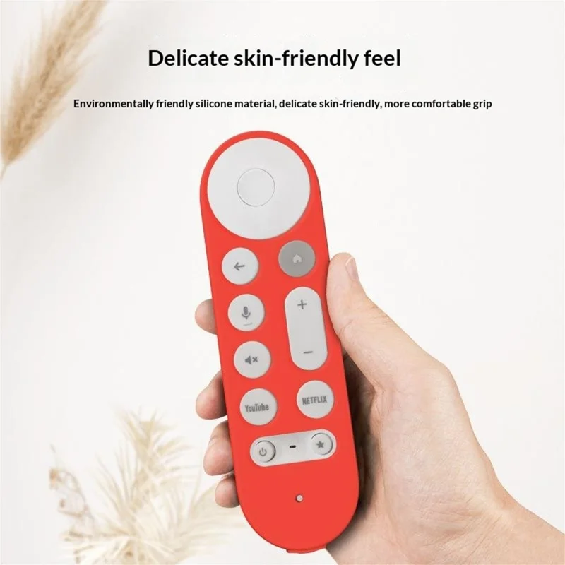 Siliconen hoesje voor Google TV Streamer 4K afstandsbediening Antislip, stootvrij, beschermende hoes met lanyard - Rood