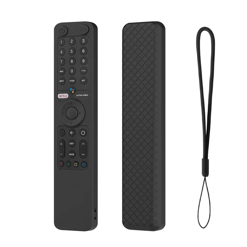 Silikonhülle für Xiaomi P1 / P1E / Q1 / Q1E / XMRM-19 Fernbedienung, stoßfest, schützende Abdeckung mit Lanyard – Schwarz
