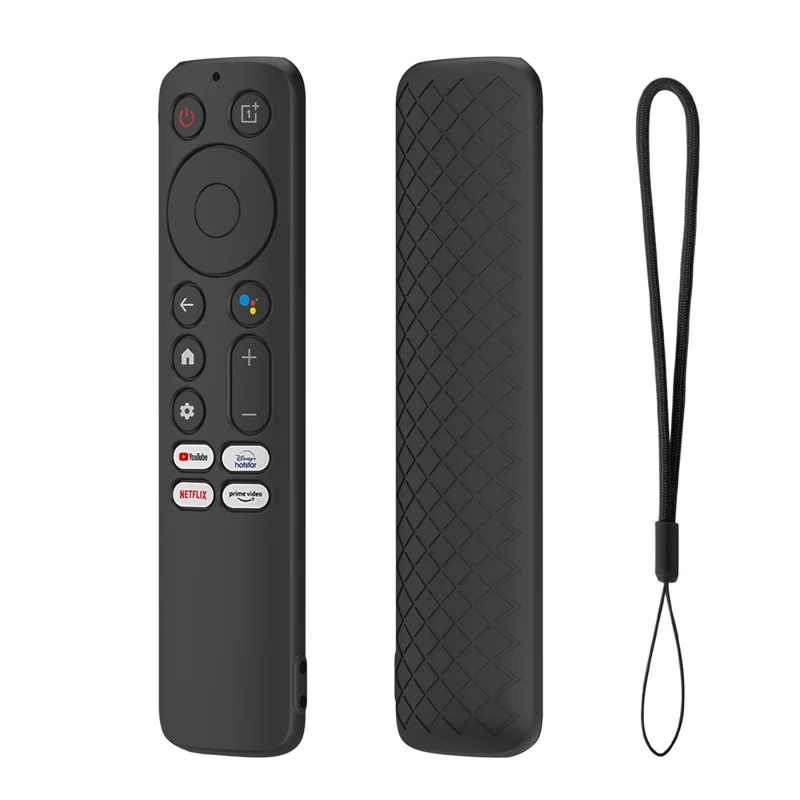 Siliconen afstandsbedieningshoes voor OnePlus TV Q2 Pro, anti-val, stootvrij, stofvrij, beschermhoes met koord - Zwart