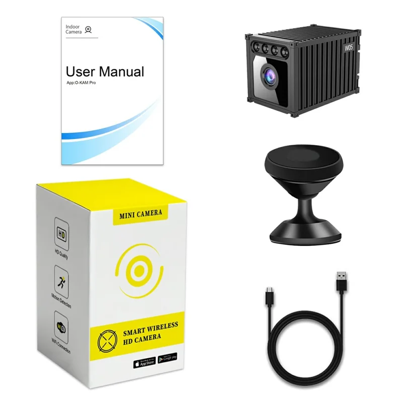 MZ05 4K HD Mini Camera Container Design Magnetic Mount Night Vision Motion Detection Security Camera - Black