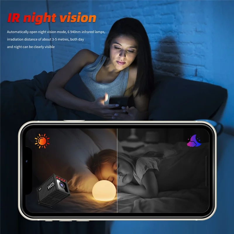 MZ05 4K HD Mini Camera Container Design Magnetic Mount Night Vision Motion Detection Security Camera - Black
