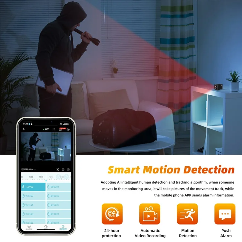 MZ05 4K HD Mini Camera Container Design Magnetic Mount Night Vision Motion Detection Security Camera - Black