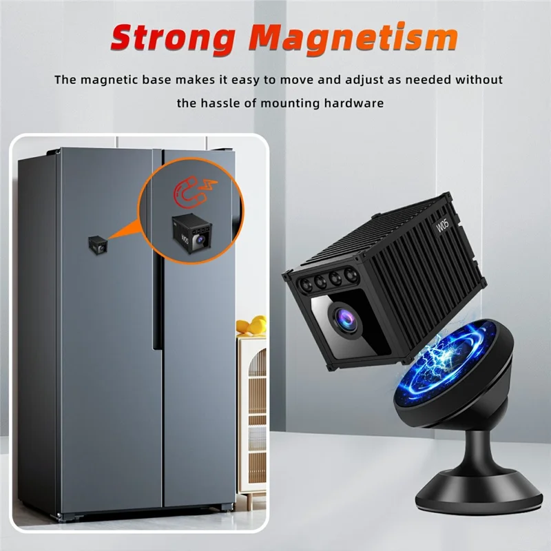 MZ05 4K HD Mini Camera Container Design Magnetic Mount Night Vision Motion Detection Security Camera - Black