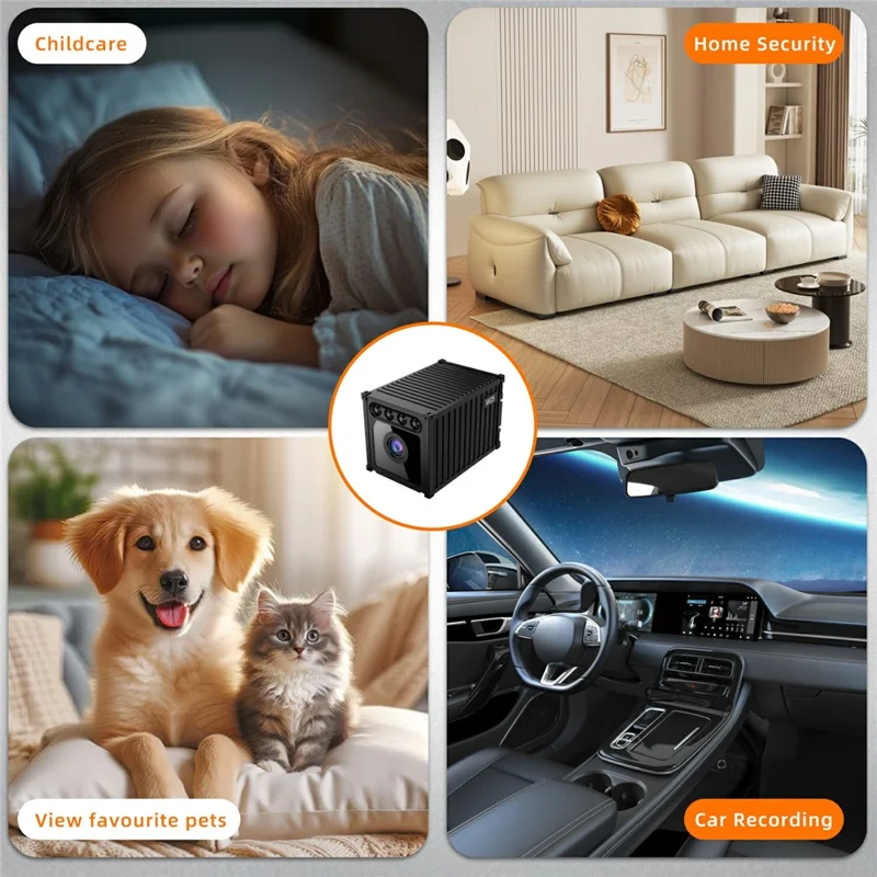 MZ05 4K HD Mini Camera Container Design Magnetic Mount Night Vision Motion Detection Security Camera - Black