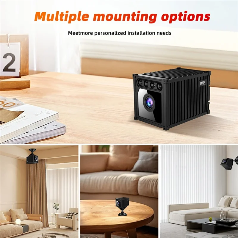 MZ05 4K HD Mini Camera Container Design Magnetic Mount Night Vision Motion Detection Security Camera - Black