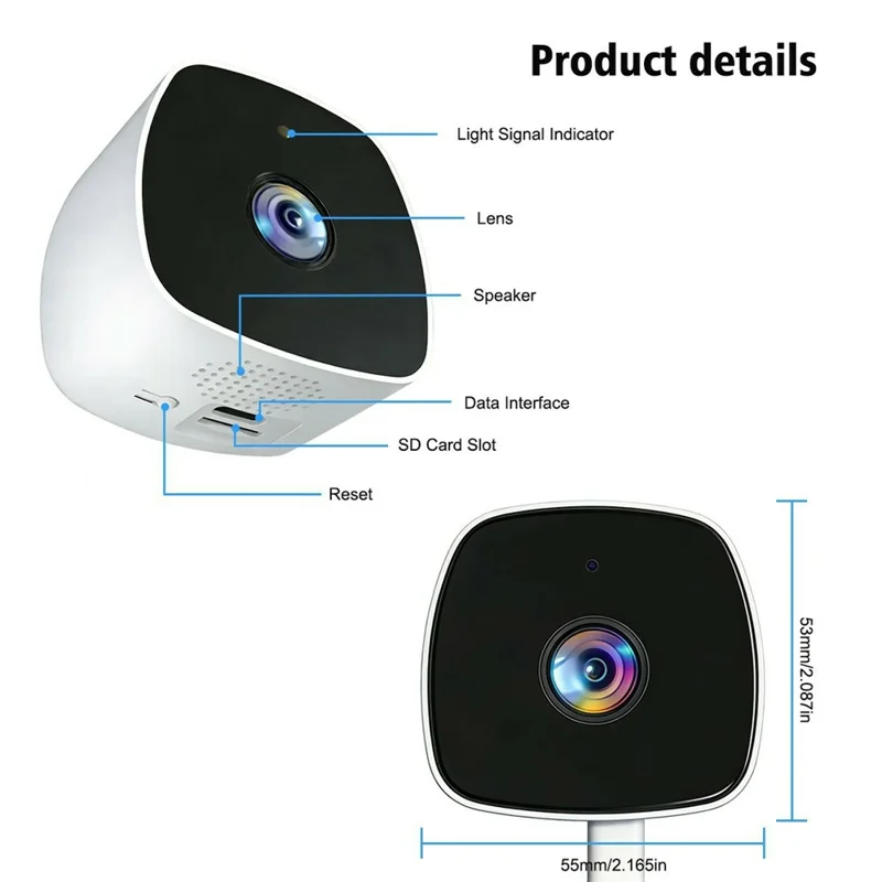 4MP Window Security Camera WiFi Dual-Band Night Vision Human Detection Two-Way Audio Safety Camera (No Memory Card) - White Black