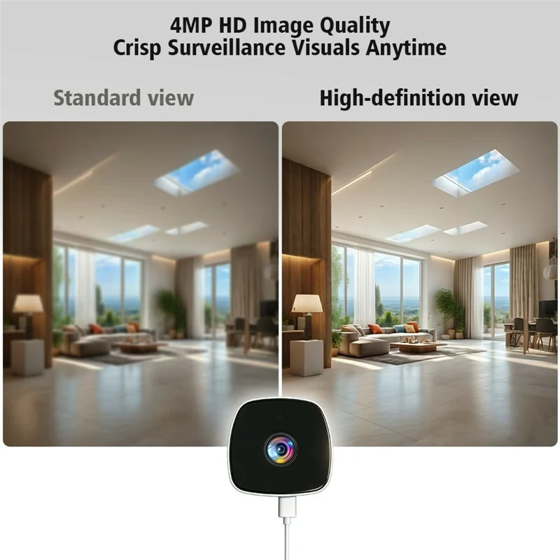 4MP Window Security Camera WiFi Dual-Band Night Vision Human Detection Two-Way Audio Safety Camera (No Memory Card) - White Black