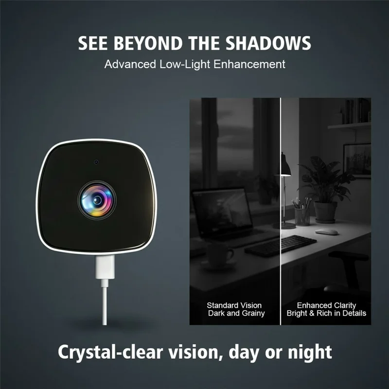 4MP Window Security Camera WiFi Dual-Band Night Vision Human Detection Two-Way Audio Safety Camera (No Memory Card) - White Black