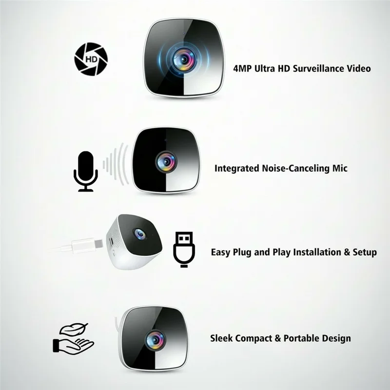 4MP Window Security Camera WiFi Dual-Band Night Vision Human Detection Two-Way Audio Safety Camera (No Memory Card) - White Black