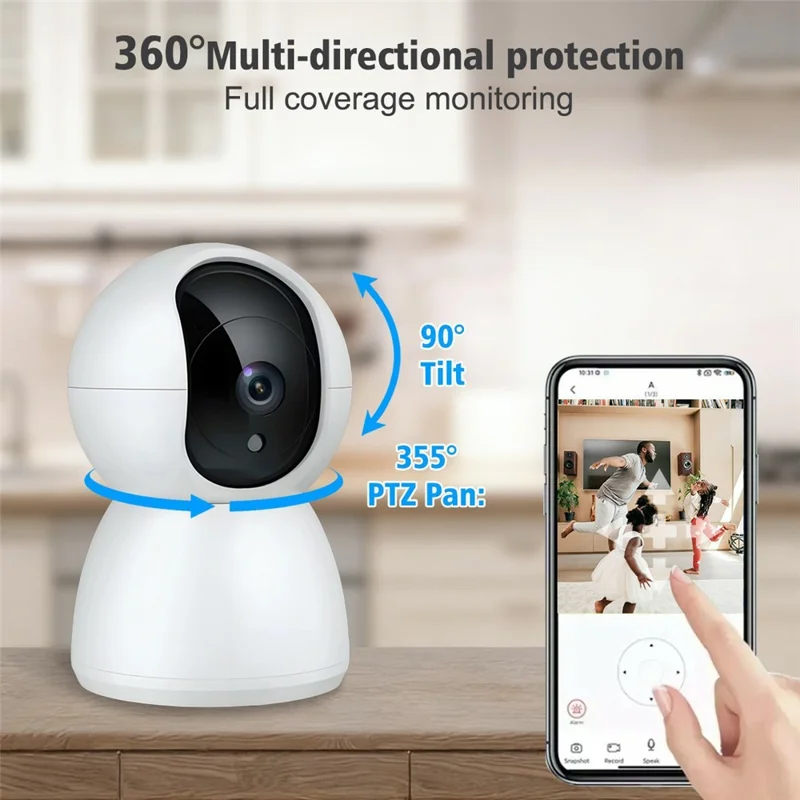 M12 Two-way Audio WiFi Security Camera Motion Detection Night Vision 360 Degree PTZ IP Camera - EU Plug