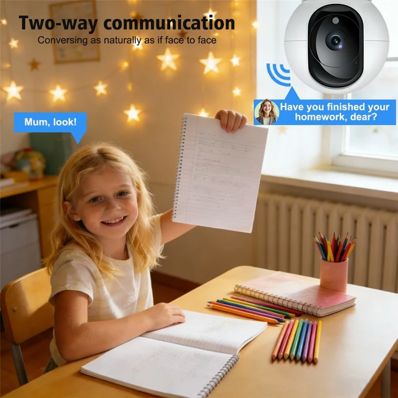 M12 Two-way Audio WiFi Security Camera Motion Detection Night Vision 360 Degree PTZ IP Camera - EU Plug