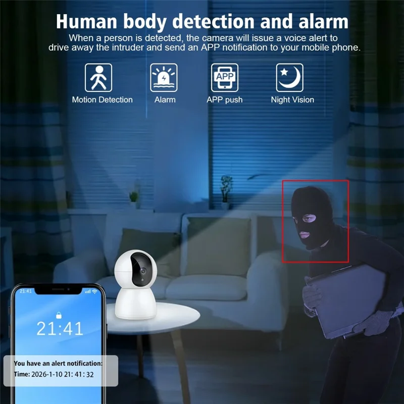 M12 Two-way Audio WiFi Security Camera Motion Detection Night Vision 360 Degree PTZ IP Camera - EU Plug