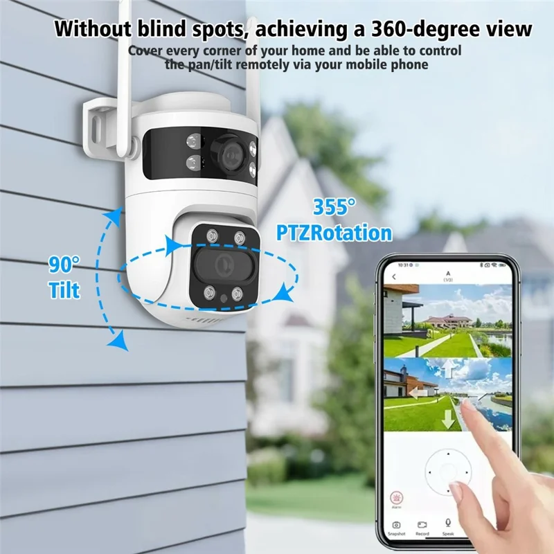 BD03 Dual Lens PTZ Security Camera IP66 Waterproof AI Detection Night Vision WiFi Surveillance Camera - EU Plug