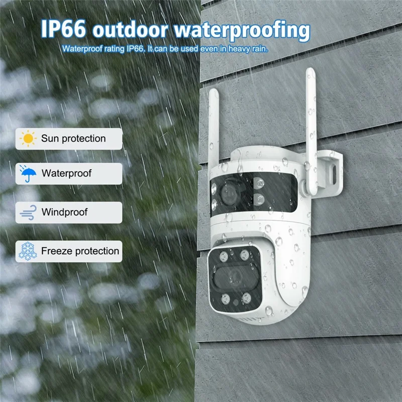 BD03 Dual Lens PTZ Security Camera IP66 Waterproof AI Detection Night Vision WiFi Surveillance Camera - EU Plug