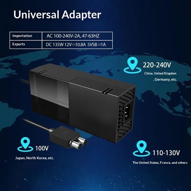 Til Xbox One 12 V 17,9 A strømforsyning AC-adapter strømforsyning opladerkabel erstatning – US-stik