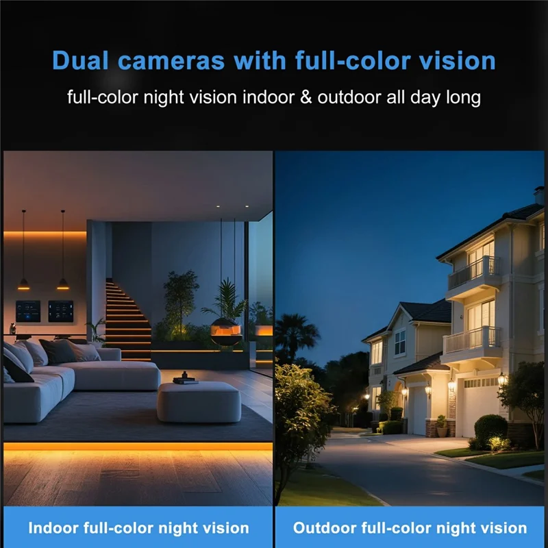 K6W-2 2K Dual Lens Window WiFi Camera Drill-Free Security Camera for Home and Shop Use - White