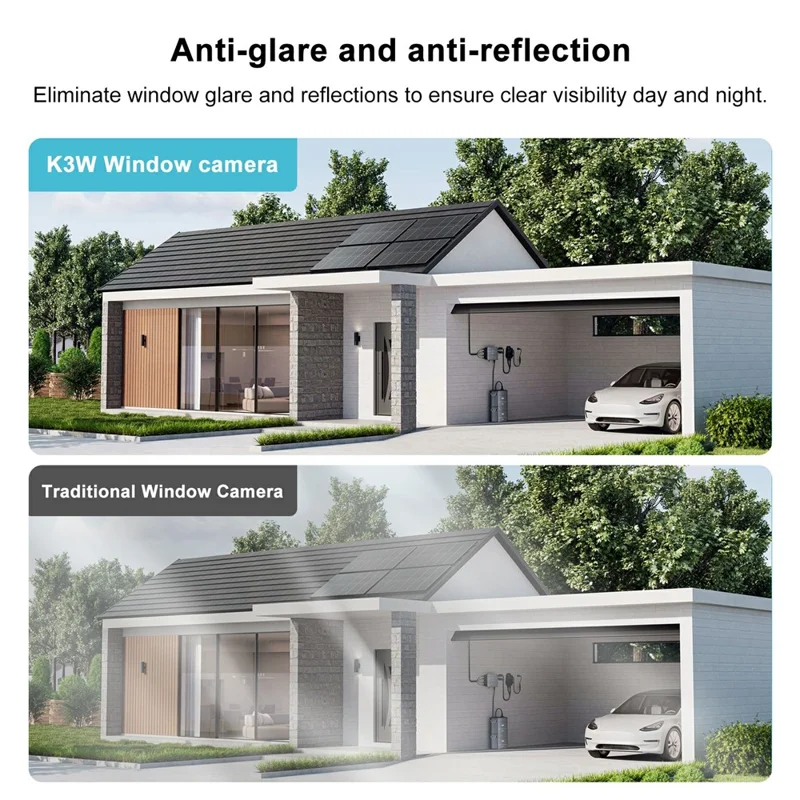K6W-2 2K Dual Lens Window WiFi Camera Drill-Free Security Camera for Home and Shop Use - White