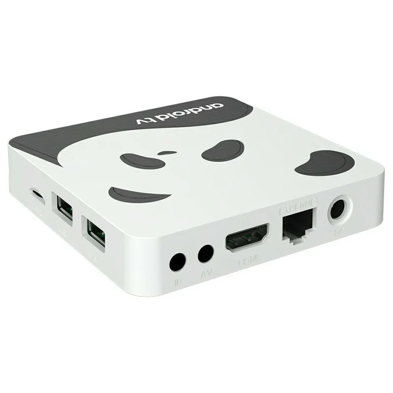 I96 Panda 4K Android 14 TV Box 1+8GB Bluetooth-compatible 5.0 Streaming Media Player - White  /  US Plug