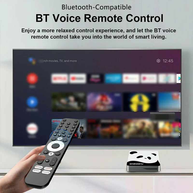 I96 Panda 4K Android 14 TV Box 1+8GB Bluetooth-compatible 5.0 Streaming Media Player - White  /  US Plug