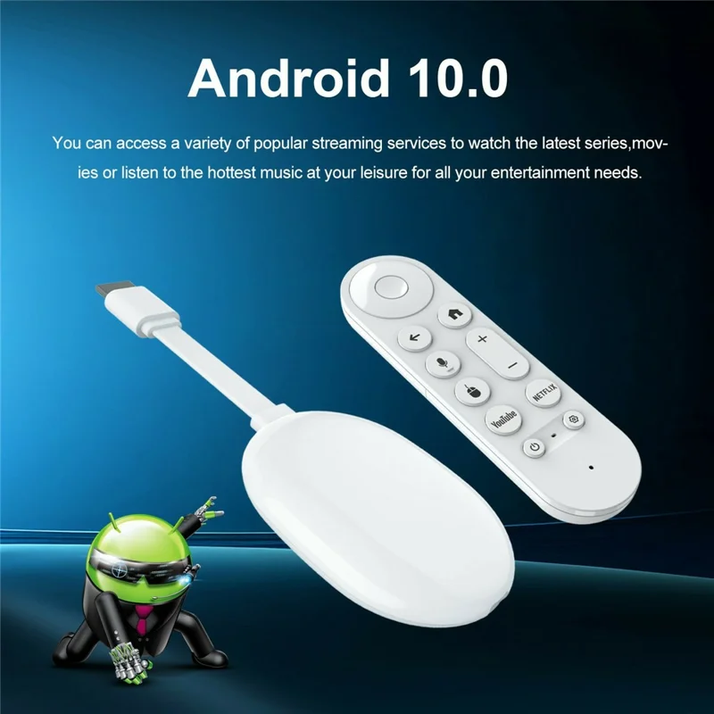 I96 D12 Android 10 4K HDR TV Stick Dual-Band WiFi Bluetooth-compatible Streaming Media Player, 2+8GB - White