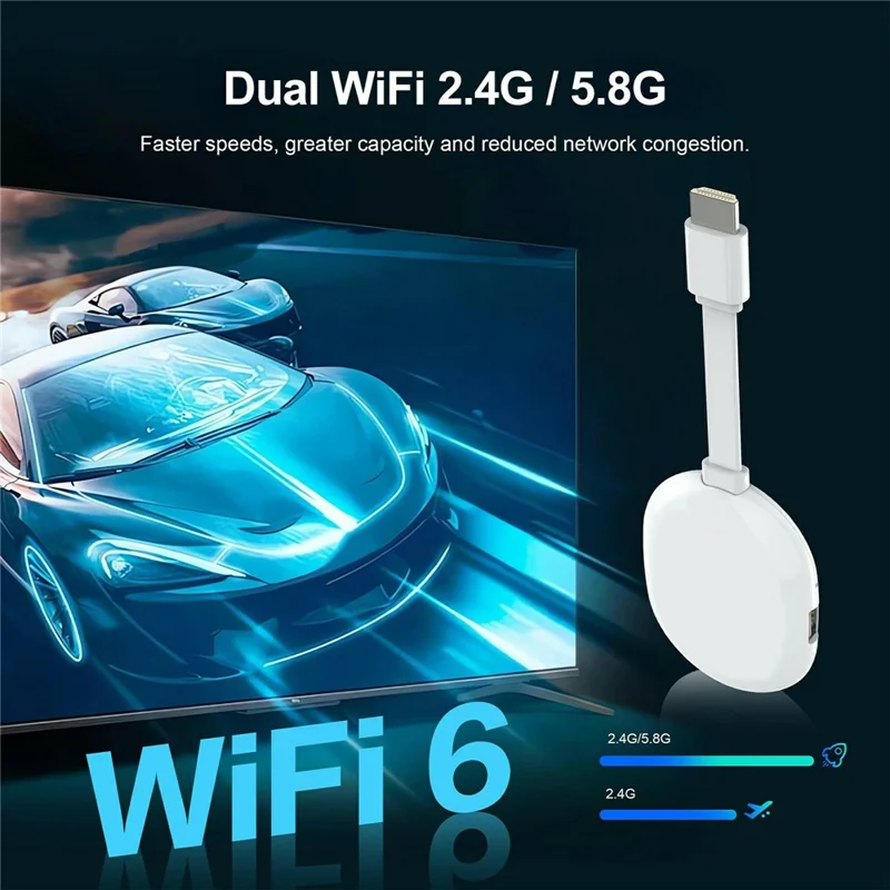 I96 D12 Android 10 4K HDR TV Stick Dual-Band WiFi Bluetooth-compatible Streaming Media Player, 2+8GB - White