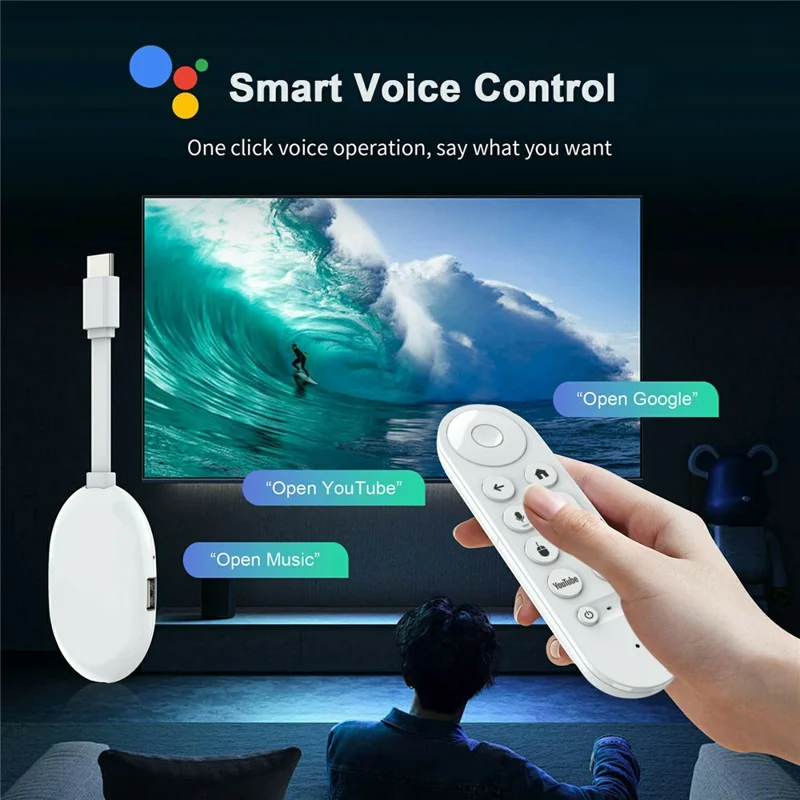 I96 D12 Android 10 4K HDR TV Stick Dual-Band WiFi Bluetooth-compatible Streaming Media Player, 2+8GB - White