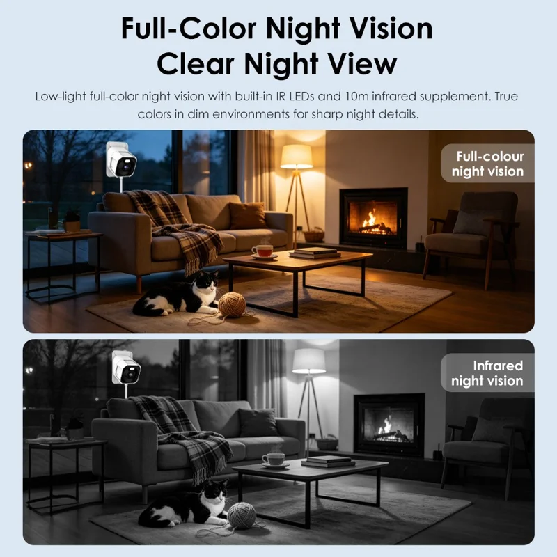 K15 1080P 3MP Security Camera 100 Degree Wide Angle IP66 WiFi Color Night Vision Two-Way Audio IP Camera - White