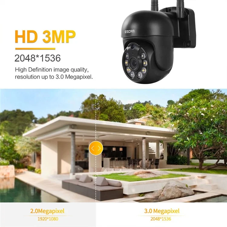 ESCAM WNK610 3MP Detecção de Movimento Fonte de Luz Dupla Visão Noturna Intercomunicador de Voz Bidirecional Câmera de Segurança Sem Fio - Plugue do Reino Unido