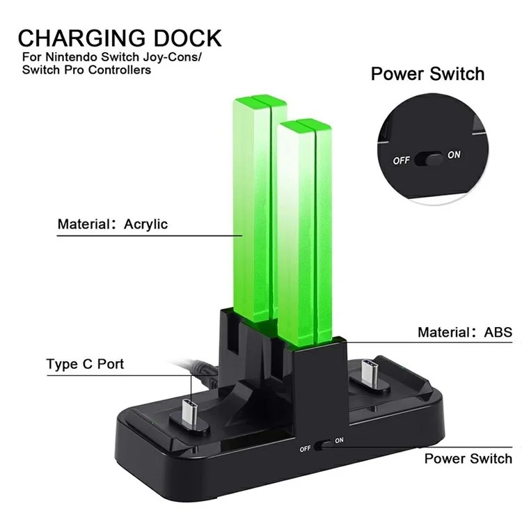 DOBE TNS-1756 Carging Dock Charger Station Para Nintendo Switch Joy-con Accesorios de Juego Pro Game