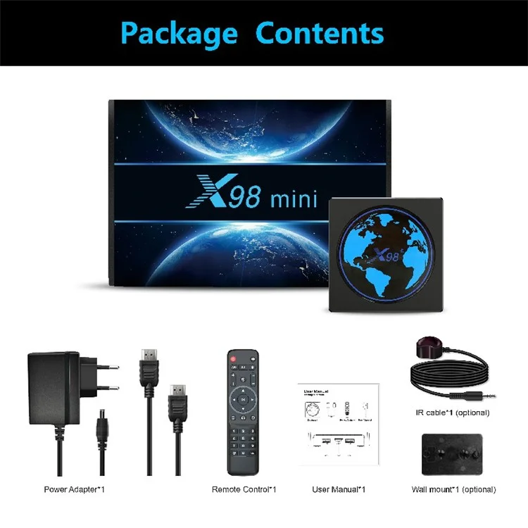 X98 Mini 2+16GB 2.4g/5g Wifi 100m Amlogic S905W2 Quad Core Android 11 TV Smart TV 4K 60fps Repleer Medios - Enchufe de Ee. Uu.