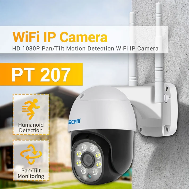ESCAM PT207 1080P Motion Detection WiFi Two-way Voice Intelligent H.265 Camera Dual Light Source Night Vision Security IP Camera - US Plug