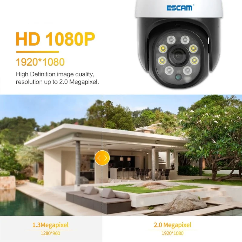 ESCAM PT207 1080P Motion Detection WiFi Two-way Voice Intelligent H.265 Camera Dual Light Source Night Vision Security IP Camera - US Plug