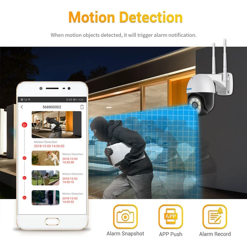 ESCAM PT207 1080P Motion Detection WiFi Two-way Voice Intelligent H.265 Camera Dual Light Source Night Vision Security IP Camera - US Plug