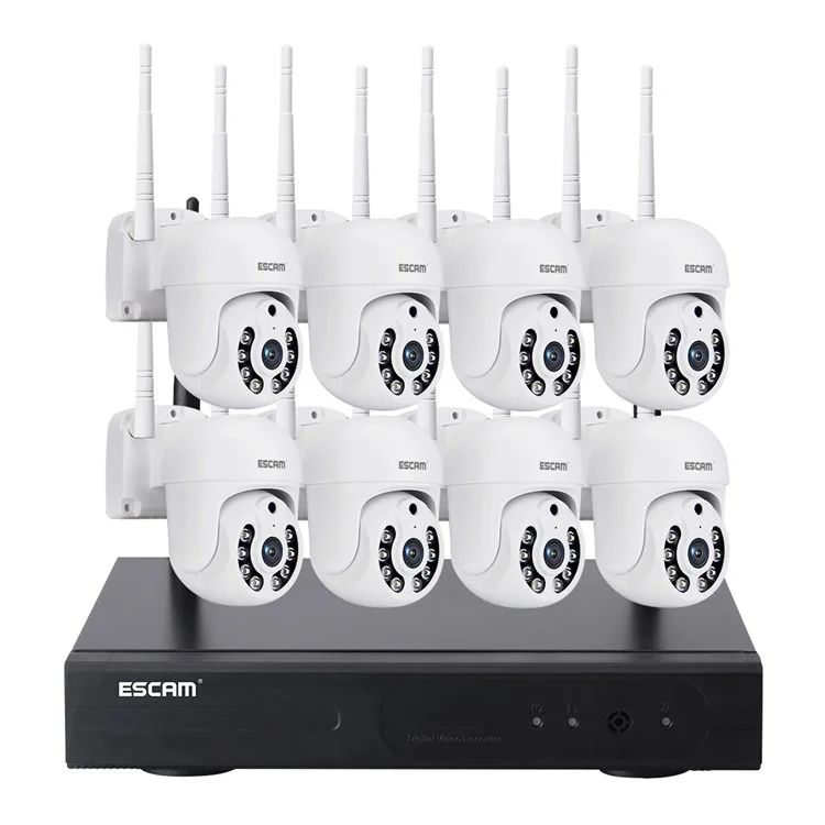ESCAM WNK718 3MP Smart Home Security Camera NVR Set 8pcs Wifi IP Caméras Video Video Video CCTV Cameras Système de Surveillance - Plug